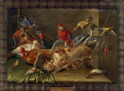 Decorative Still-Life Composition with Birds and Two Bats by Jan van Kessel the Elder